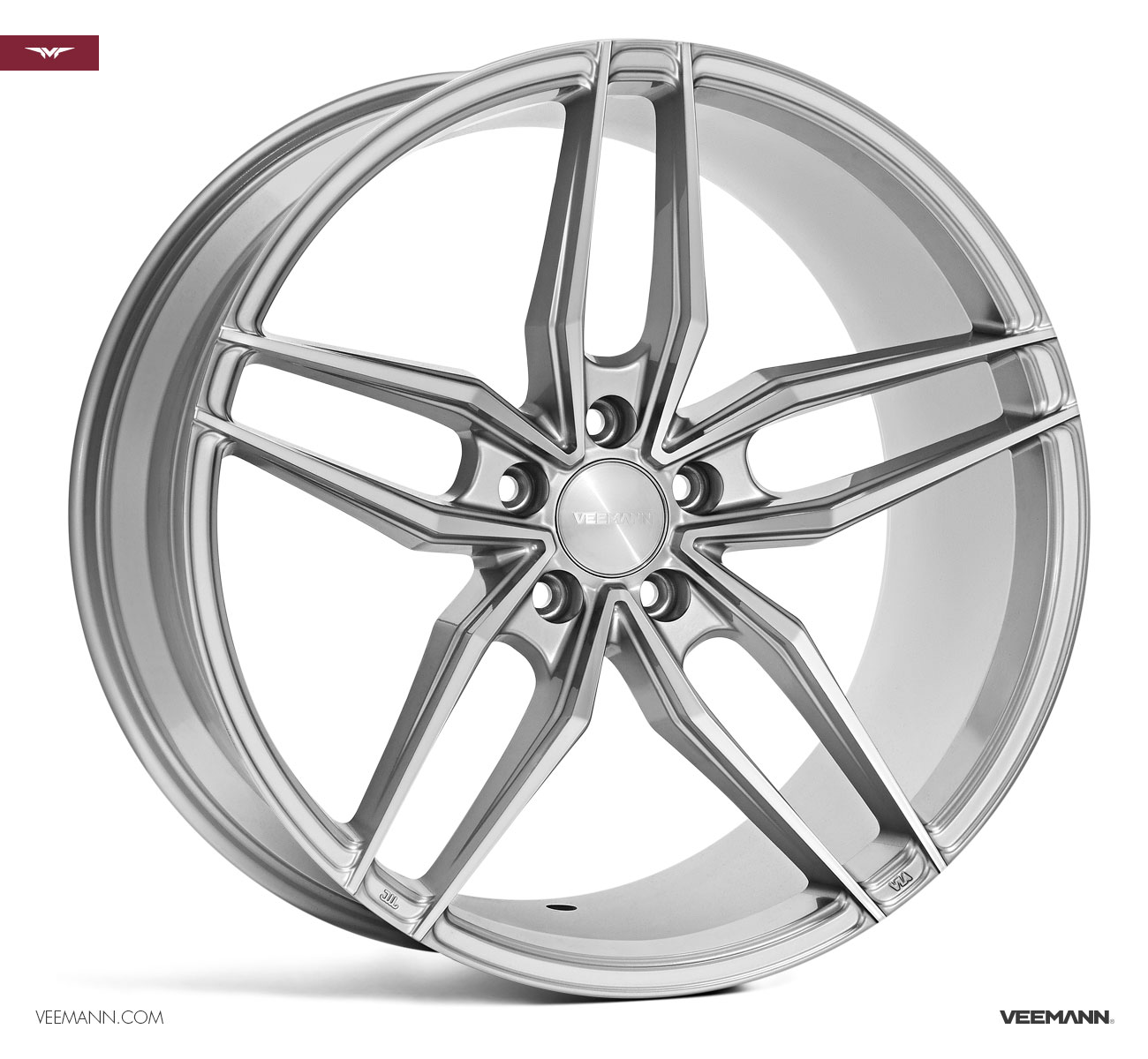 NEW 19  VEEMANN V FS37 ALLOY WHEELS IN SILVER POL WITH WIDER 9 5  REARS